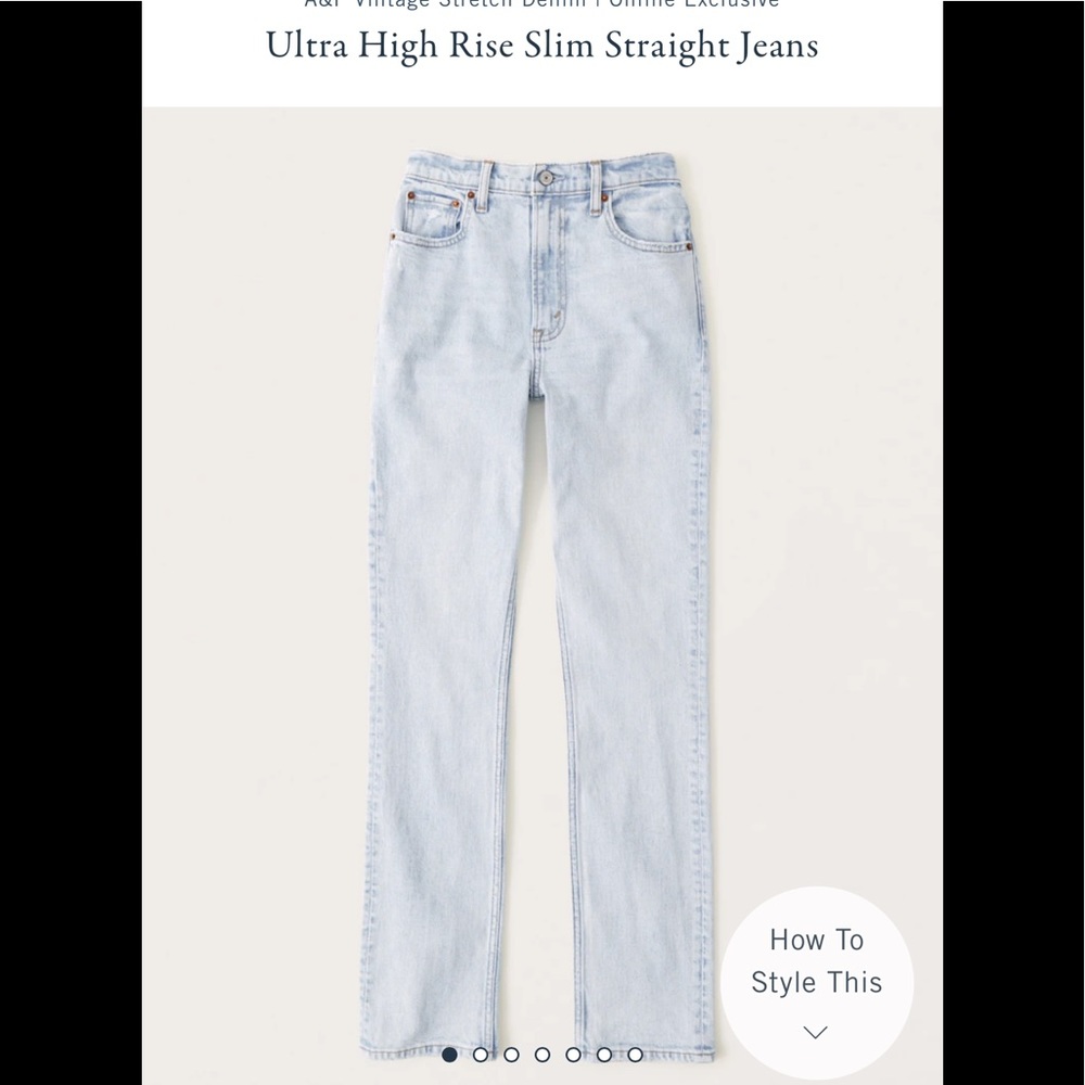 Abercrombie- Ultra high rise slim straight jeans, sz 6